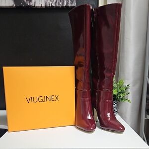 Women's Stylish Over the Knee Burgundy Boots